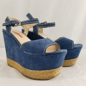 Blue Prada Wedges